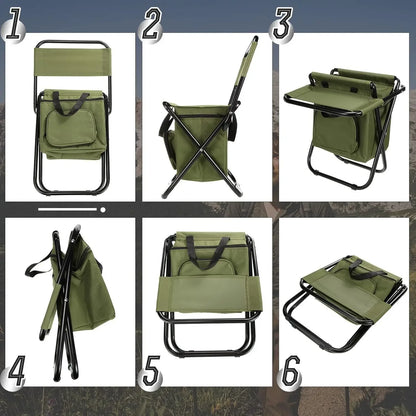 Fishing Stool Detachable Portable Folding Chair Beach Camping Chair with Cooler Bag Backrest Lightweight Outdoor Folding Chair