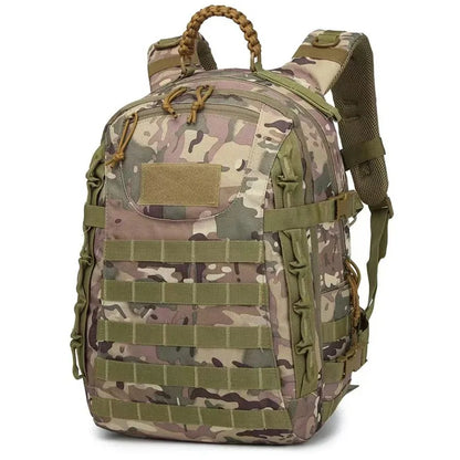 35 litre men's outdoor backpack Waterproof camo camping hiking backpack Large wearable sports bag