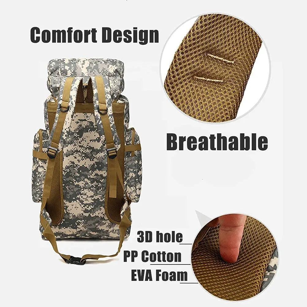 Hiking Backpack Capacity 80L Outdoor Camouflage Rucksack Tartical Hiking Backpack Daypacks Waterproof