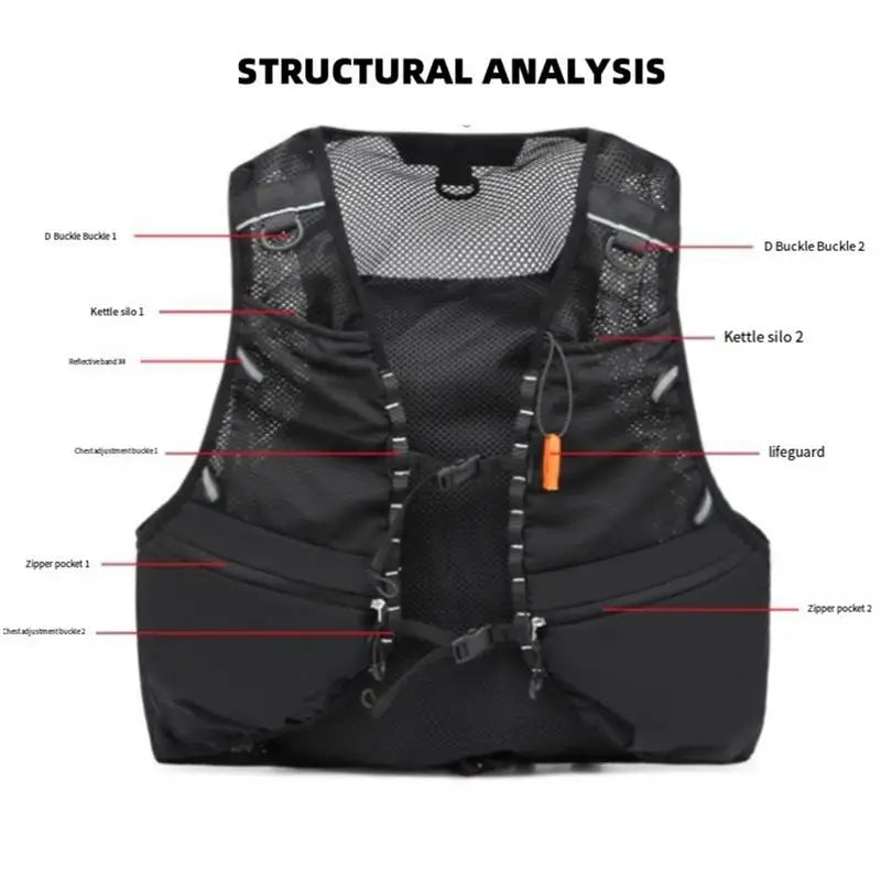 Hiking Backpack Lightweight Hydration Vest Pack Multifunctional Breathable Bag Waterproof For Camping Fitness Racing Climbing