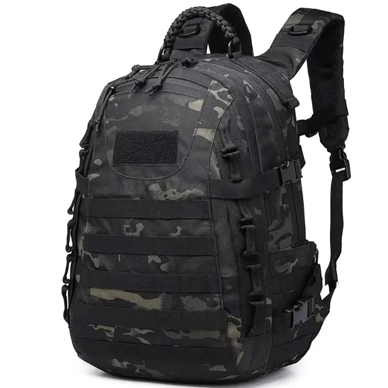 35 litre men's outdoor backpack Waterproof camo camping hiking backpack Large wearable sports bag