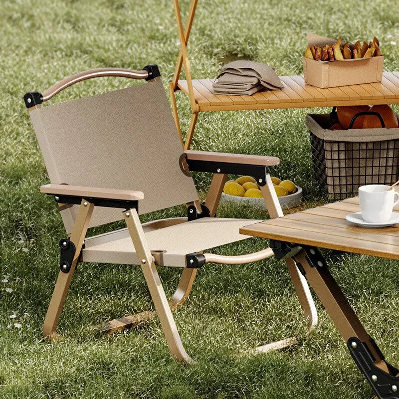 2pcs/1pcs Portable Camping Chair Outdoor Folding Chair Aluminum Alloy Wood Grain Folding Chair Camping Equipment Comite Chair