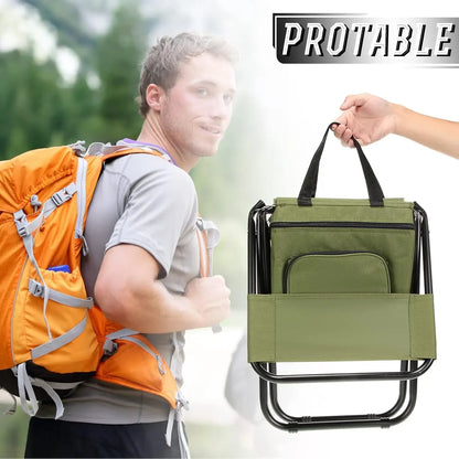 Fishing Stool Detachable Portable Folding Chair Beach Camping Chair with Cooler Bag Backrest Lightweight Outdoor Folding Chair