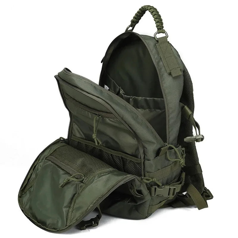 35 litre men's outdoor backpack Waterproof camo camping hiking backpack Large wearable sports bag