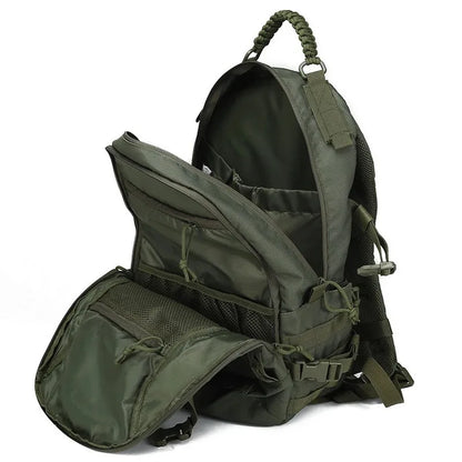 35 litre men's outdoor backpack Waterproof camo camping hiking backpack Large wearable sports bag