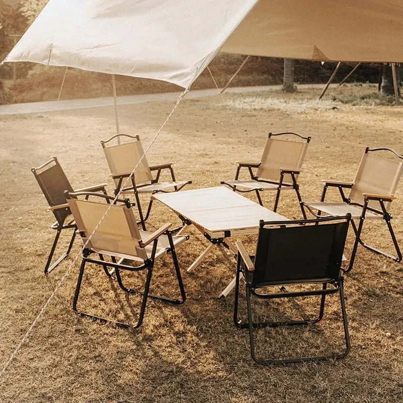2pcs/1pcs Portable Camping Chair Outdoor Folding Chair Aluminum Alloy Wood Grain Folding Chair Camping Equipment Comite Chair