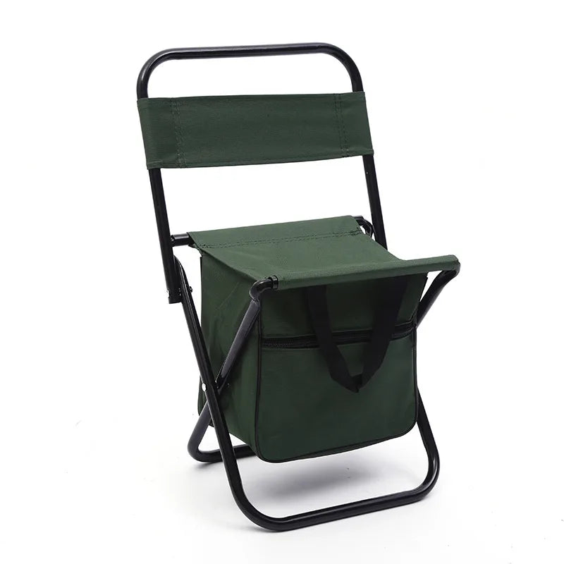 Fishing Stool Detachable Portable Folding Chair Beach Camping Chair with Cooler Bag Backrest Lightweight Outdoor Folding Chair