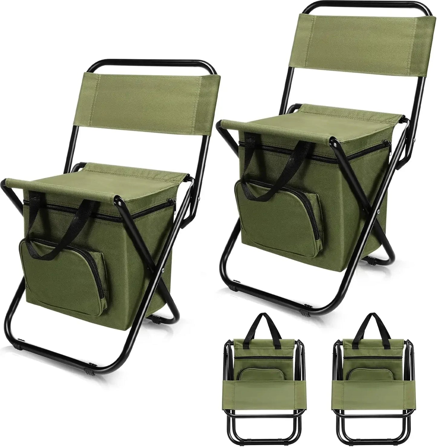 Fishing Stool Detachable Portable Folding Chair Beach Camping Chair with Cooler Bag Backrest Lightweight Outdoor Folding Chair