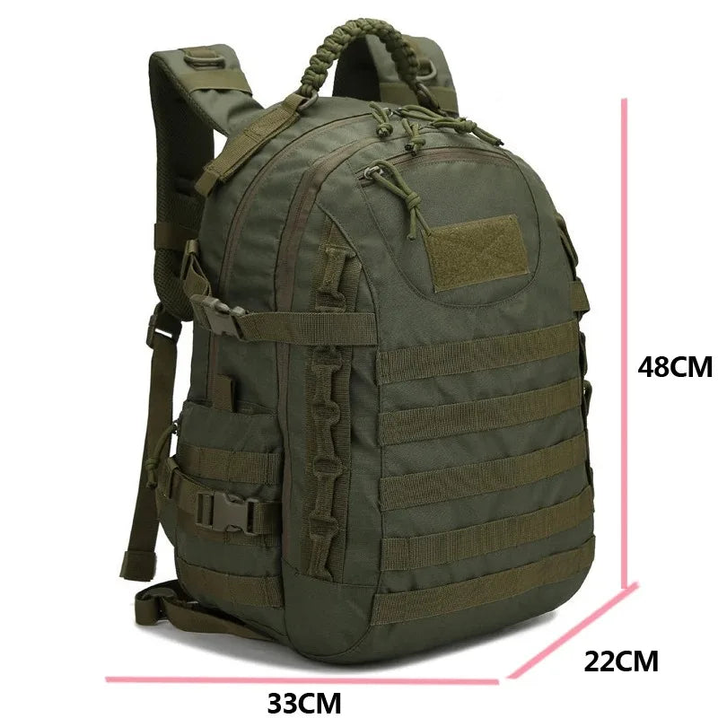 35 litre men's outdoor backpack Waterproof camo camping hiking backpack Large wearable sports bag