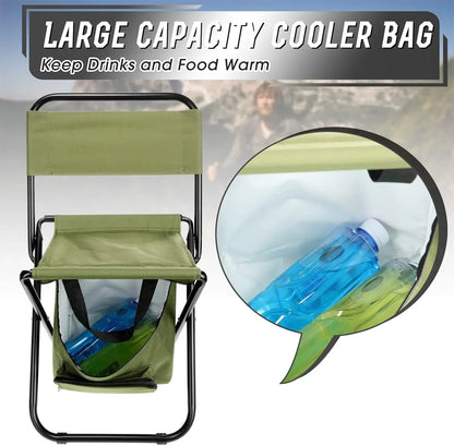 Fishing Stool Detachable Portable Folding Chair Beach Camping Chair with Cooler Bag Backrest Lightweight Outdoor Folding Chair